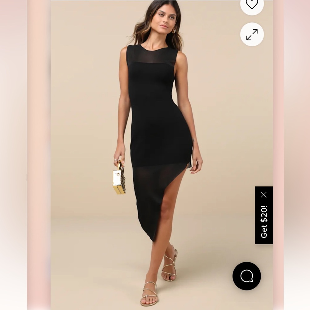 Lulus XL Chic Sentiments Black Sheer Mesh Sleeveless Sweater Midi Dress